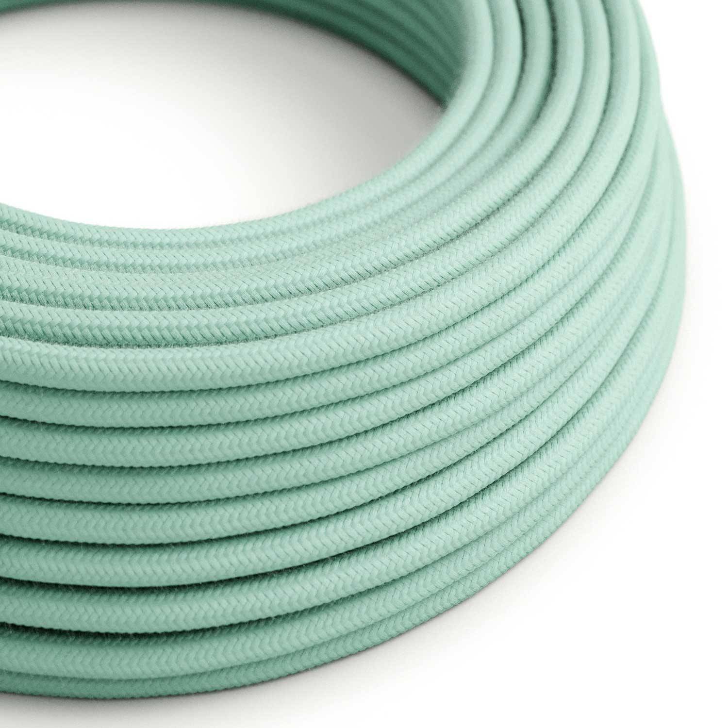 Bavlněný textilní elektrický kabel RC34, Mléčně mátový, průměr 6,2 mm, 2x0,75 mm