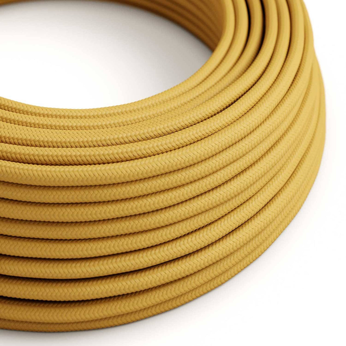 Hedvábný textilní elektrický kabel RM25 Hořčicový, průměr 6,2mm, 2x0,75