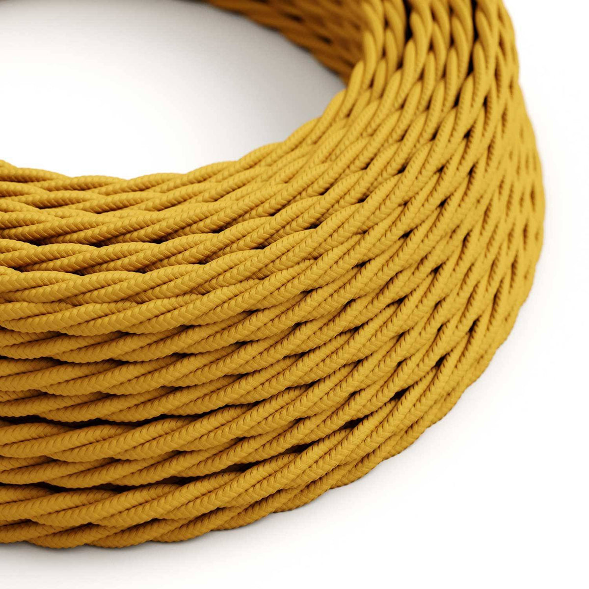 Splétaný hedvábný elektrický kabel TM25, hořčicový, průměr 6,2 mm, 2x0,75 mm