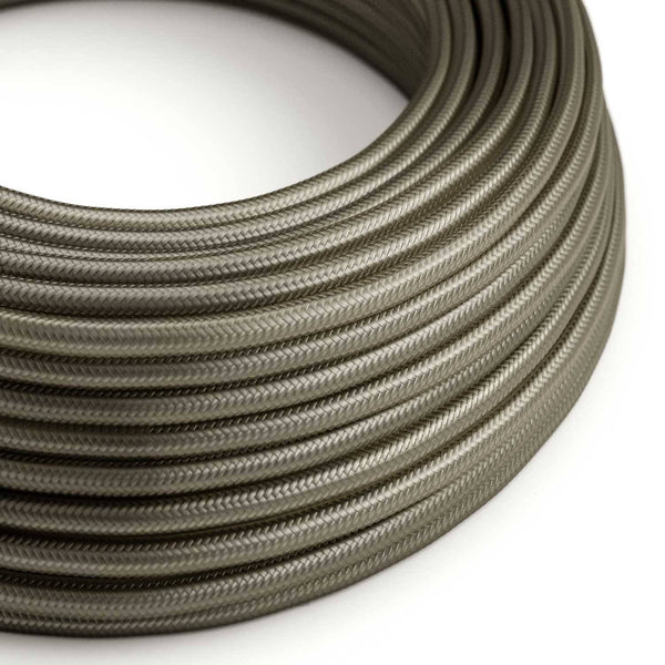 Hedvábný textilní elektrický kabel RM26, Tmavě šedý, průměr 6,2mm, 2x0,75