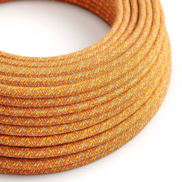 Bavlněný textilní elektrický kabel RX07 "Indian summer", průměr 6,2 mm, dvojí izolace