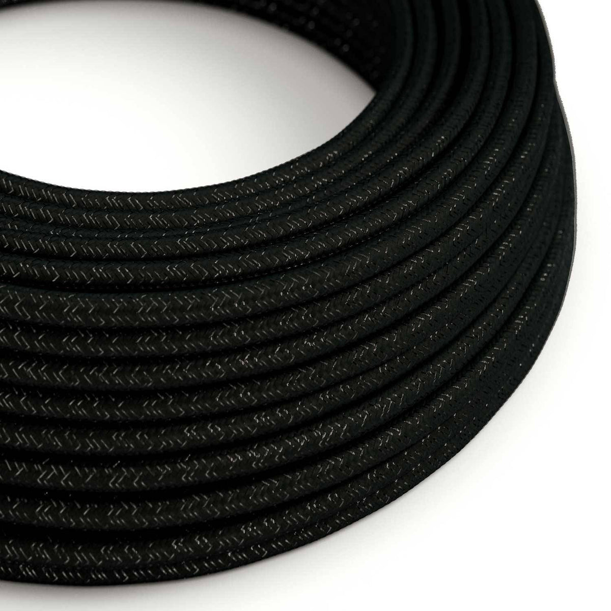 Hedvábný textilní elektrický kabel - černý, průměr 6,2 mm, 2x0,75 mm