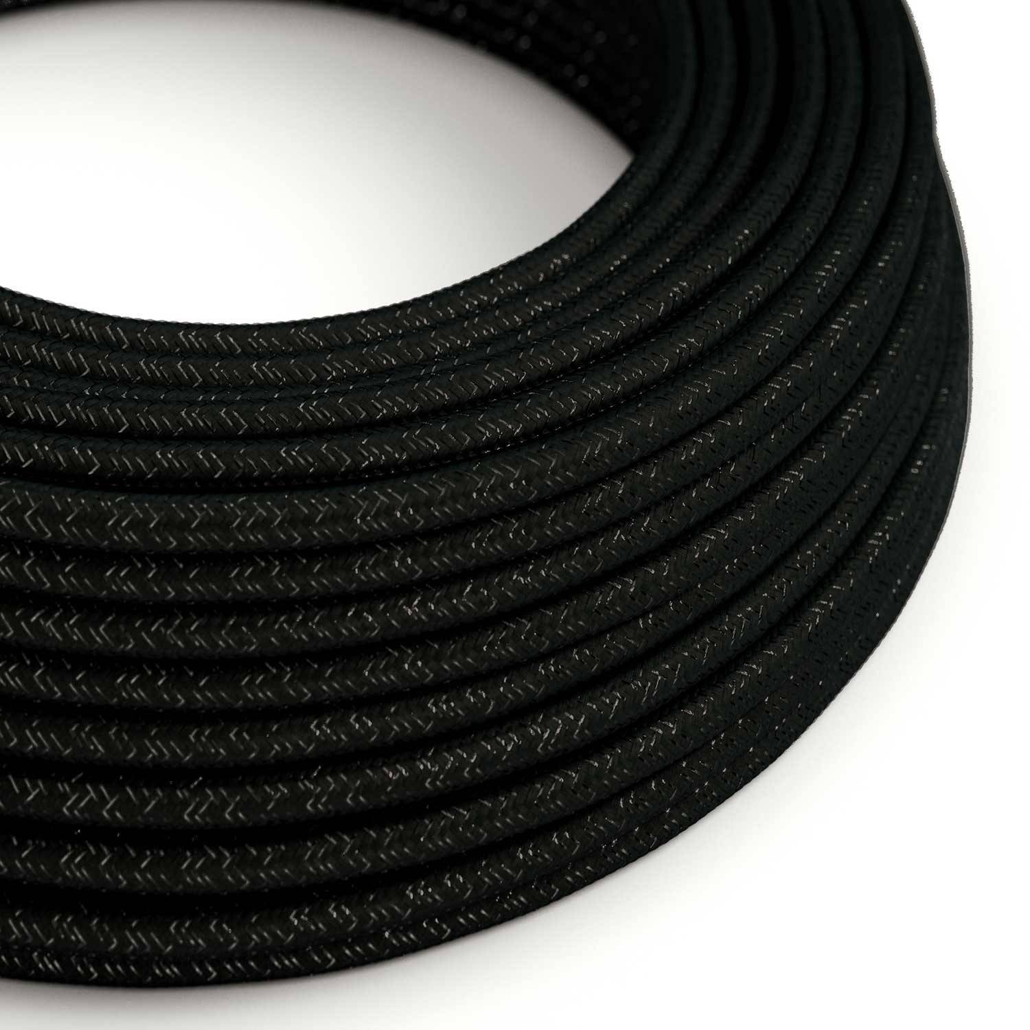 Hedvábný textilní elektrický kabel - černý, průměr 6,2 mm, 2x0,75 mm