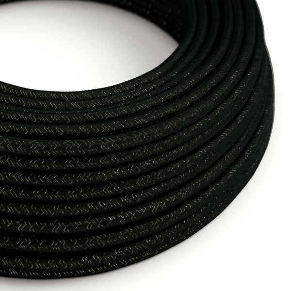 Hedvábný textilní elektrický kabel - černý, průměr 6,2 mm, 2x0,75 mm