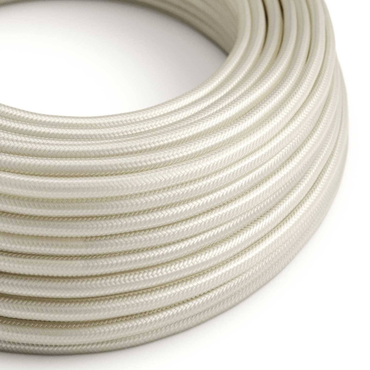 Hedvábný textilní elektrický kabel RM00 Slonovinový, průměr 6,2mm, 2x0,75
