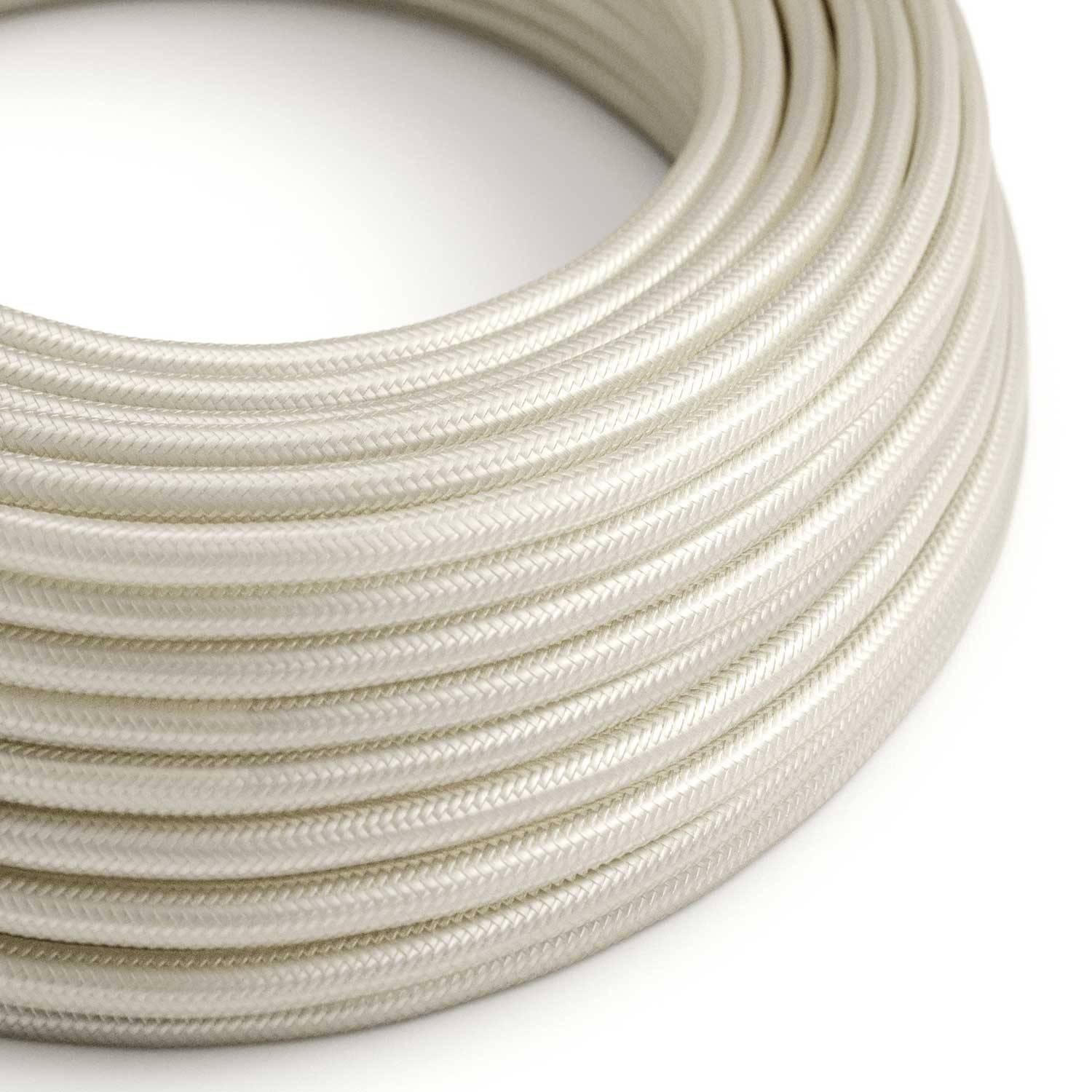 Hedvábný textilní elektrický kabel RM00 Slonovinový, průměr 6,2mm, 2x0,75