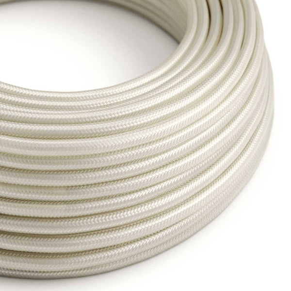 Hedvábný textilní elektrický kabel RM00 Slonovinový, průměr 6,2mm, 2x0,75