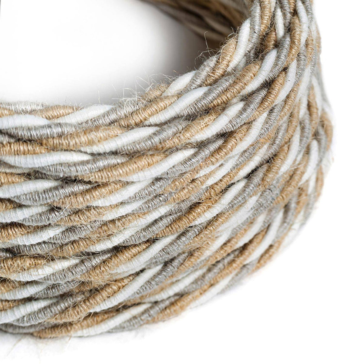 Textilní elektrický kabel TN07 "Country" - potažený jutou, bavlnou a lnem, průměr 6,6 mm