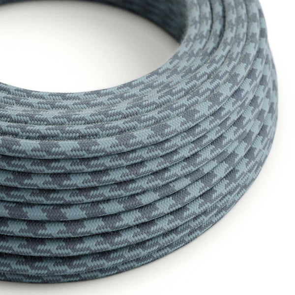 Bavlněný elektrický kabel, dvoubarevný, RP25, průměr 6,2 mm, šedý kámen a oceán