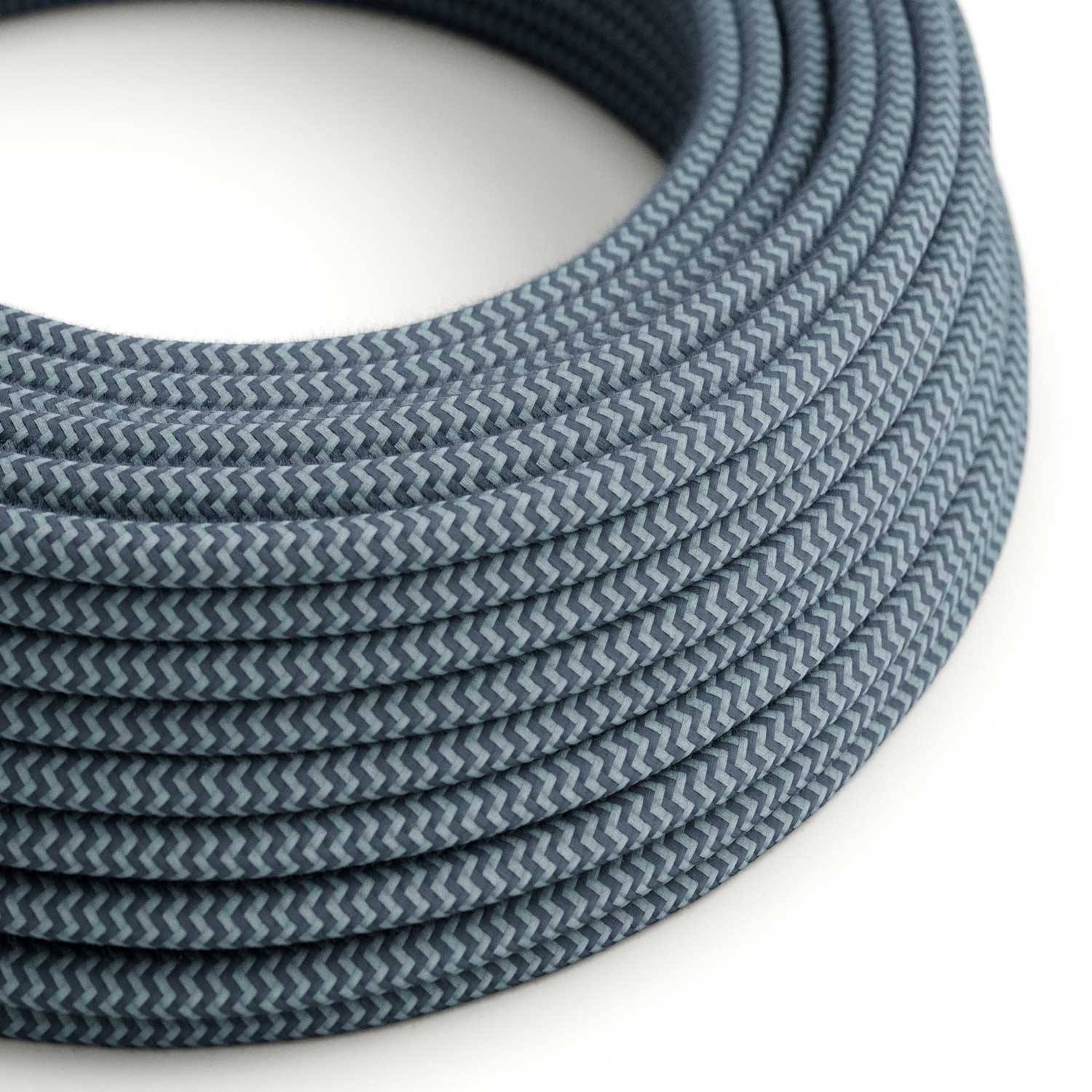 Bavlněný elektrický kabel Cik Cak RZ25, šedý kámen a oceán, průměr 6,2 mm