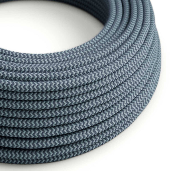 Bavlněný elektrický kabel Cik Cak RZ25, šedý kámen a oceán, průměr 6,2 mm