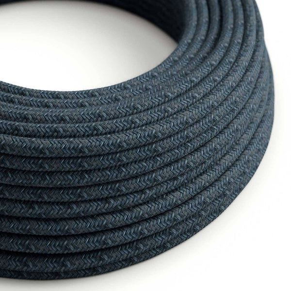 Bavlněný textilní elektrický kabel - Mirage modrý RX10, průměr 6,2 mm, dvojitá izolace
