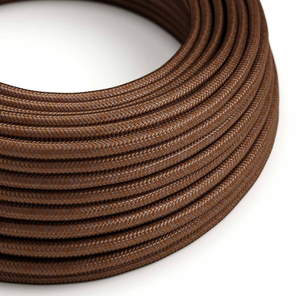 Hedvábný textilní elektrický kabel kulatý RM36, rezavý hnědý, průměr 6,6 mm, 3x0,75 mm²
