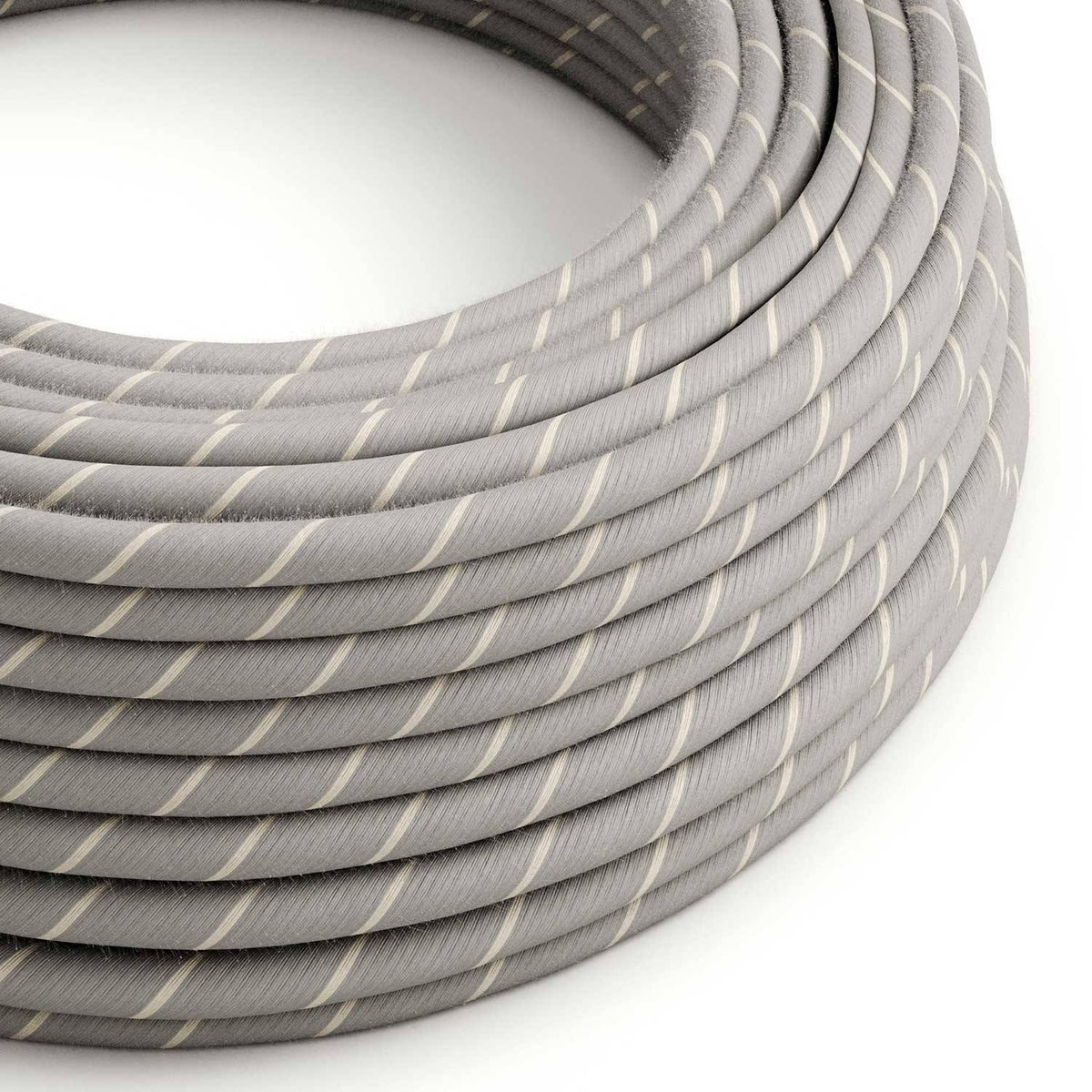Textilní elektrický kabel Vertigo ERD22 - pruhy vaječný likér, průměr 6,2 mm