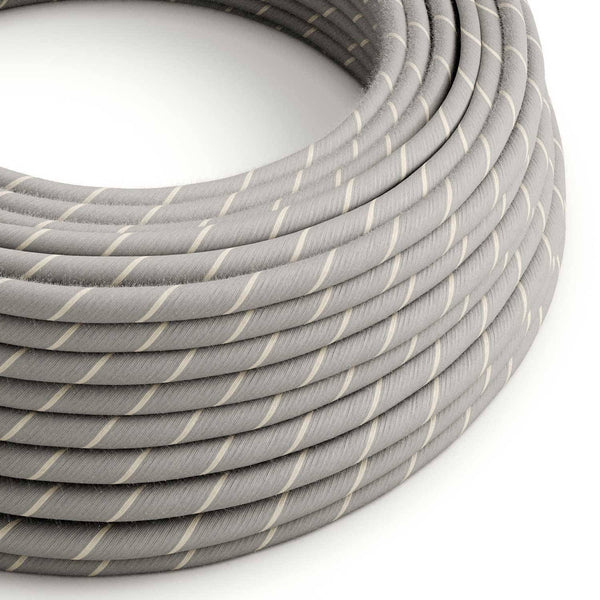 Textilní elektrický kabel Vertigo ERD22 - pruhy vaječný likér, průměr 6,2 mm