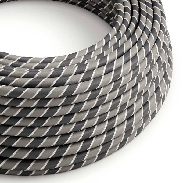 Textilní elektrický HD kabel Vertigo ERM44 Ironman - bílý se šedými pruhy, průměr 6,2 mm, 2x0,75 mm²