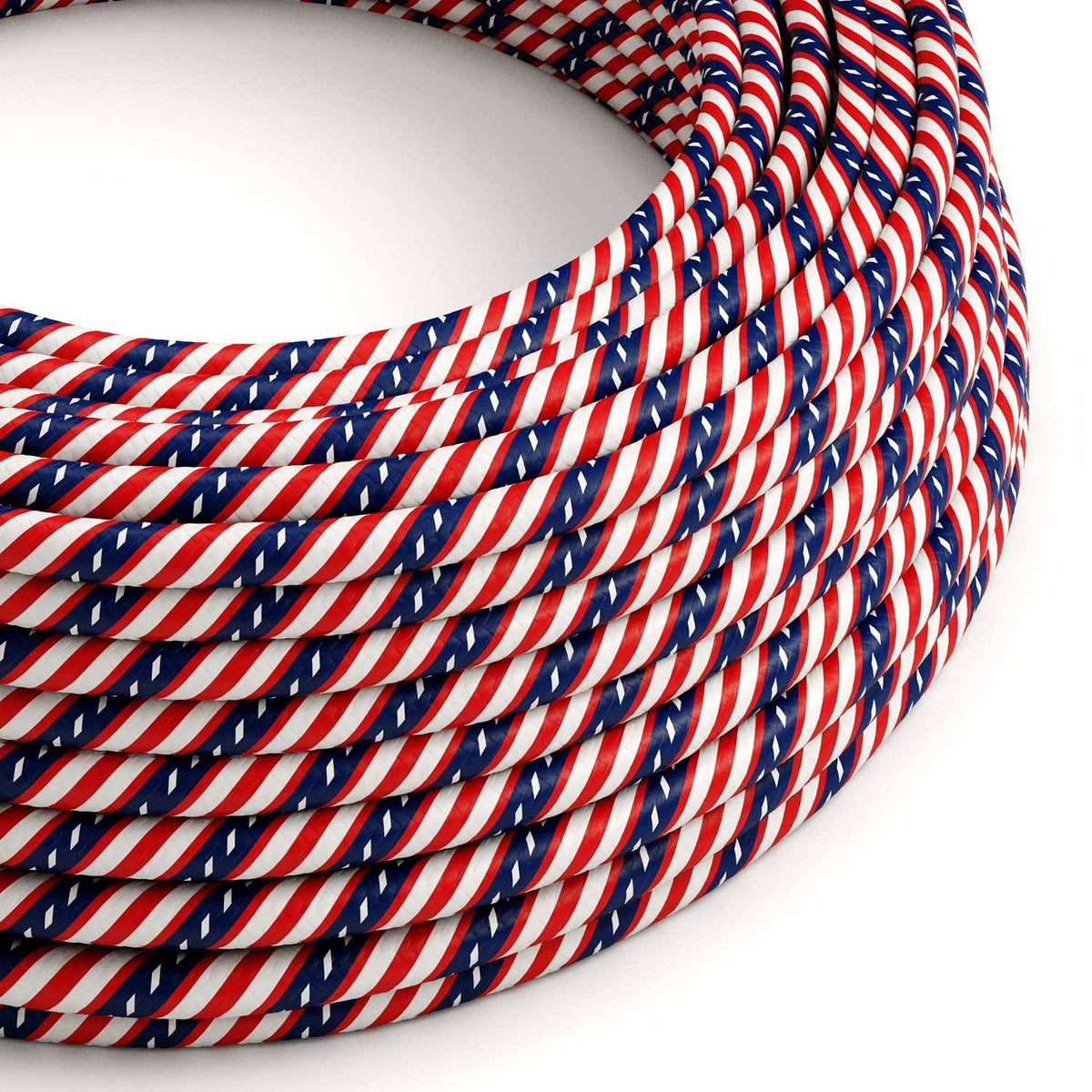 Textilní elektrický HD kabel Vertigo ERM45 Washington - bílá, modrá, červená, průměr 6,2 mm