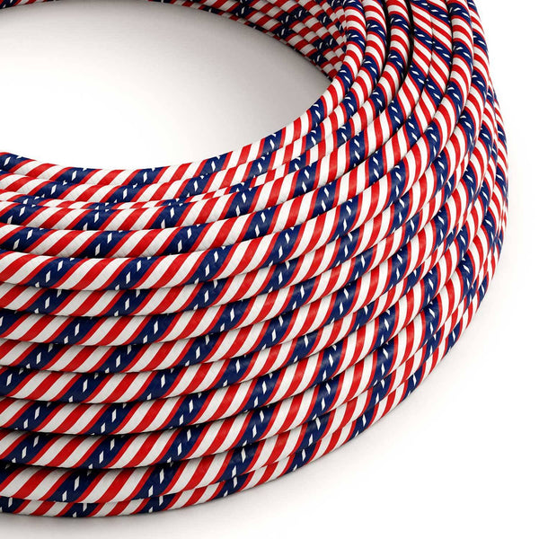 Textilní elektrický HD kabel Vertigo ERM45 Washington - bílá, modrá, červená, průměr 6,2 mm