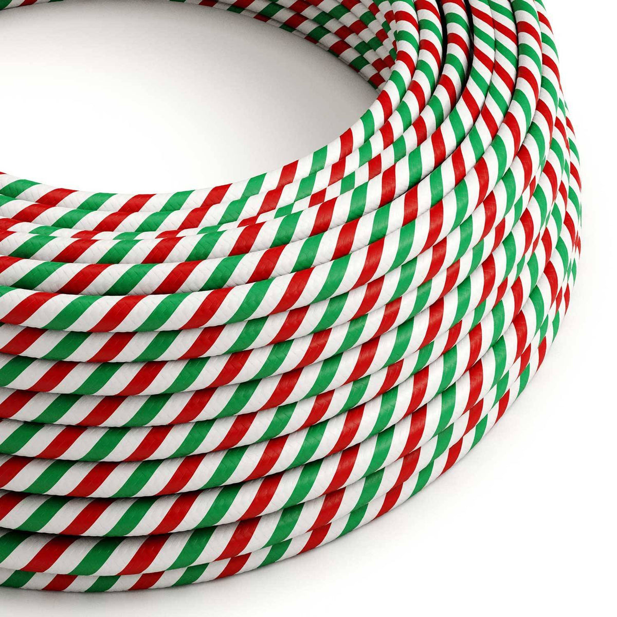 Kulatý textilní elektrický kabel Vertigo ERM58 Rome - průměr 6,2 mm, zelená/bílá/červená