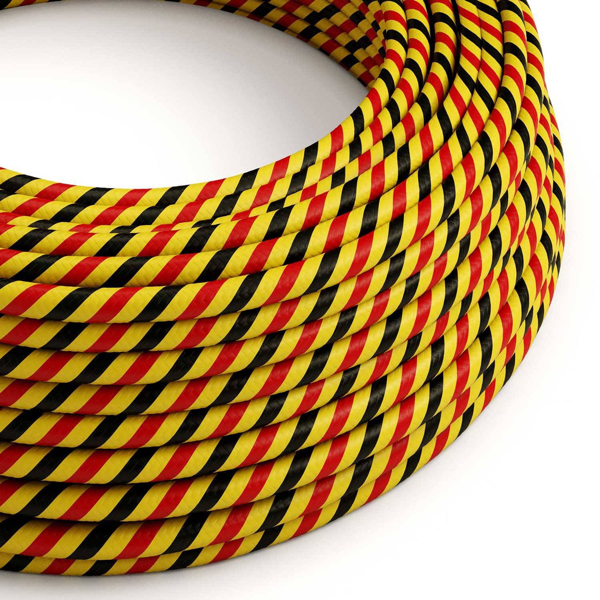 Kulatý textilní elektrický kabel Vertigo ERM59 Bruxelles - průměr 6,2 mm, černá/žlutá/červená