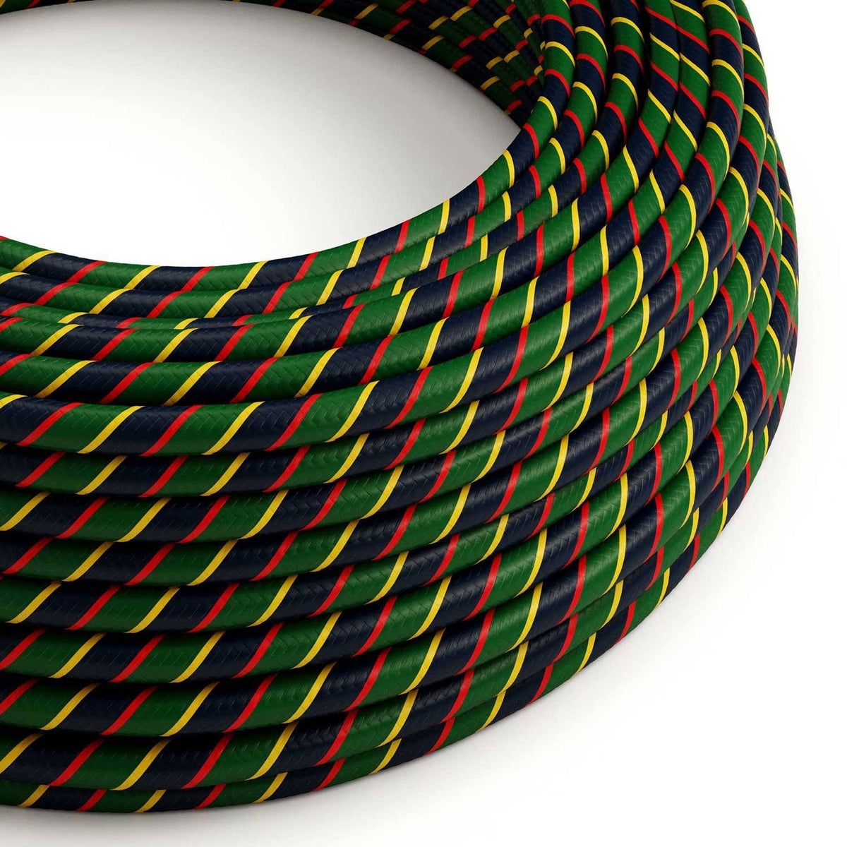 Kulatý textilní elektrický kabel Vertigo ERM62 Mr Smith - průměr 6,2 mm, barevný mix žlutá, červená, zelená, modrá