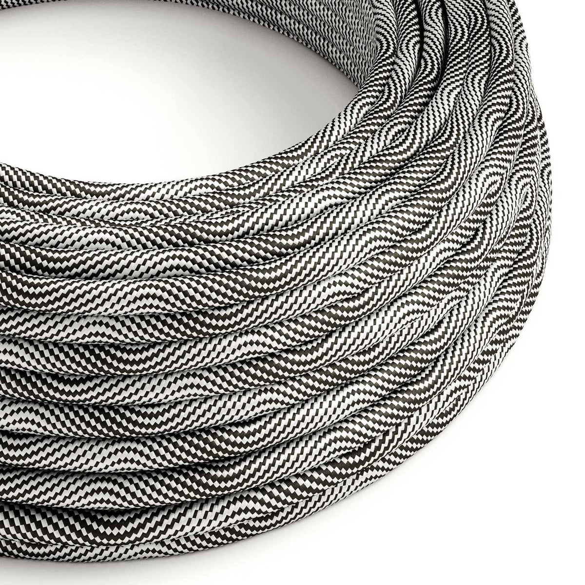 Textilní elektrický HD kabel Optical Vertigo ERM64 - černý a stříbrný, průměr 6,2 mm, 2x0,75 mm²