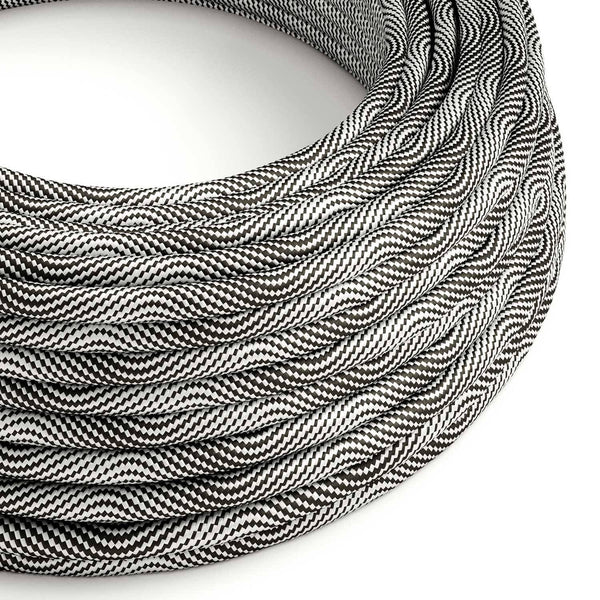 Textilní elektrický HD kabel Optical Vertigo ERM64 - černý a stříbrný, průměr 6,2 mm, 2x0,75 mm²