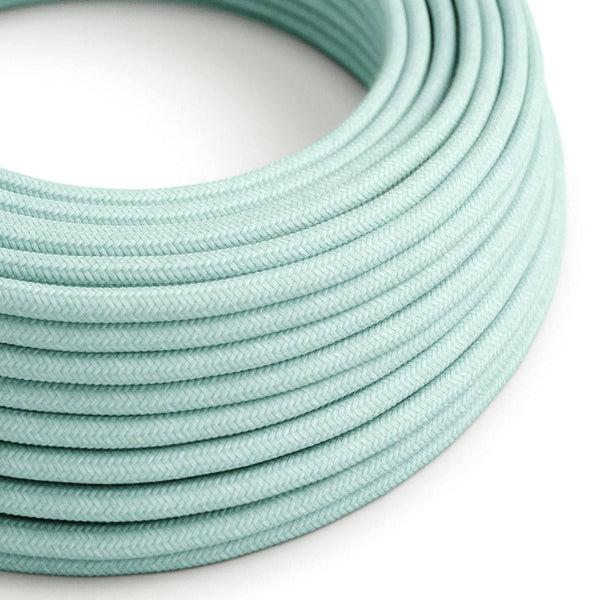Bavlněný textilní elektrický kabel RC18, zelený Celadon, 2x0,75 mm², flexibilní s dvojitou izolací