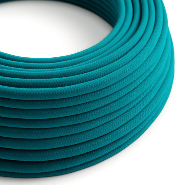 Bavlněný textilní elektrický kabel RC21 modrý Cerulean, průměr 6,2 mm, 2x0,75 mm²