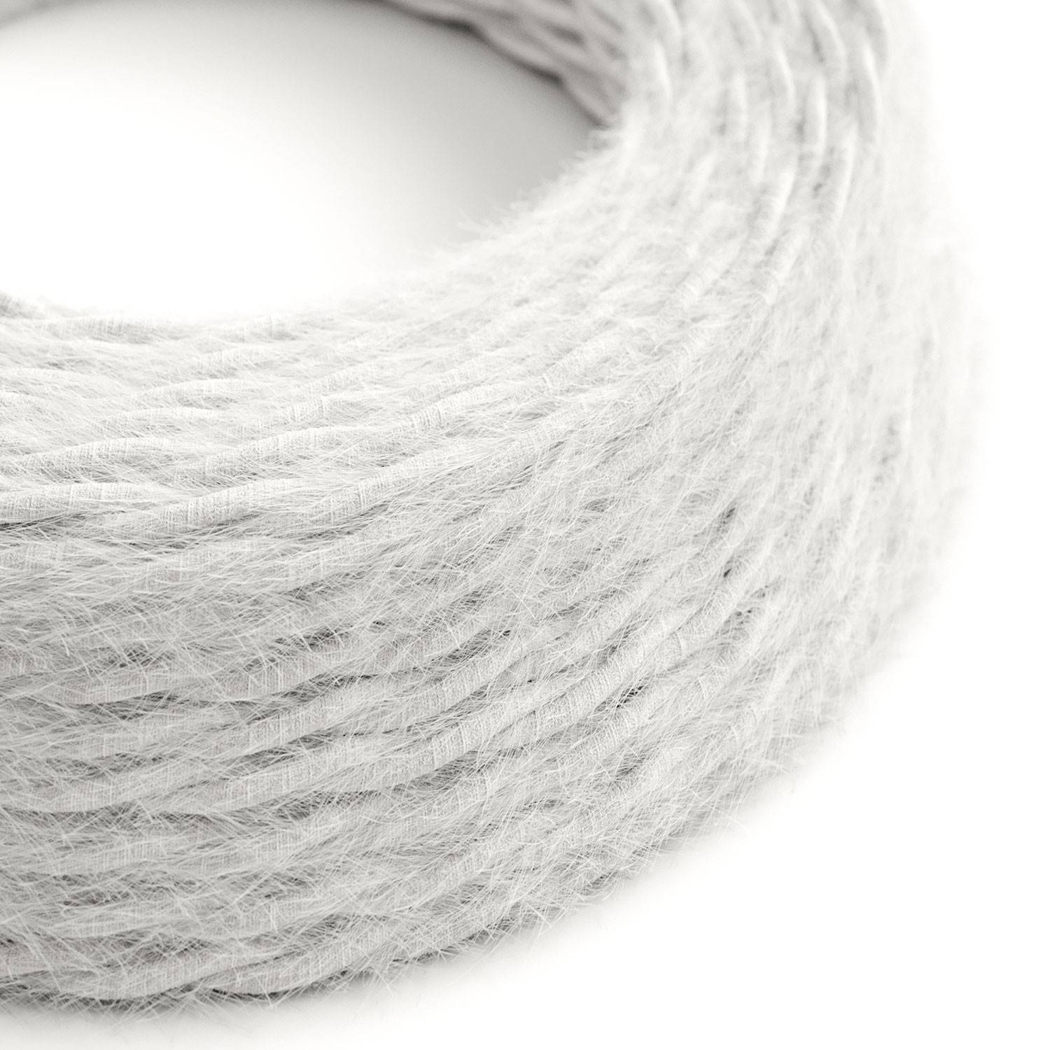 Burlesque - bílý spirálový textilní elektrický kabel s chlupatým efektem, průměr 6,2 mm