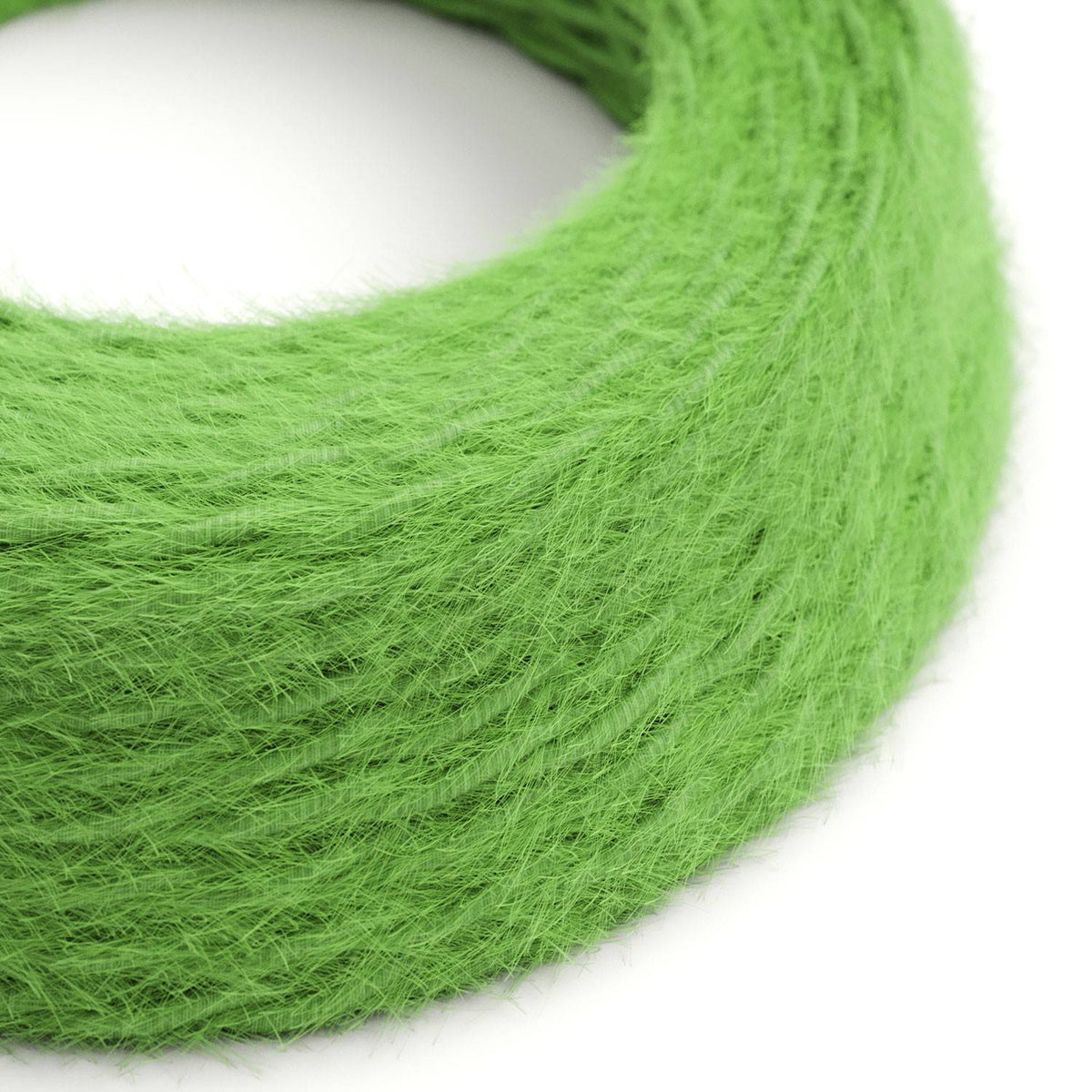 Burlesque spirálový textilní elektrický kabel 2x0,75mm s chlupatým efektem Zelený