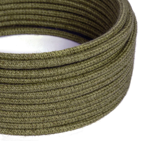Kulatý textilní elektrický kabel opletený jutou RN26 khaki, průměr 6,2 mm, 2x0,75 mm