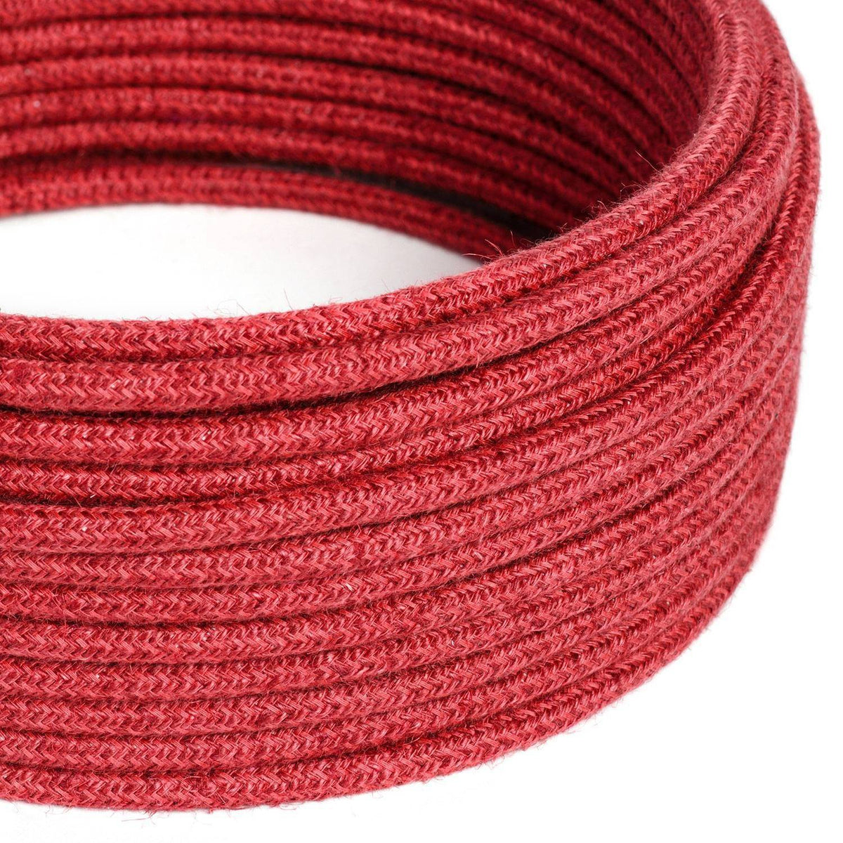 Kulatý textilní elektrický kabel RN24 třešňově červený, průměr 6,2 mm, 2x0,75 mm