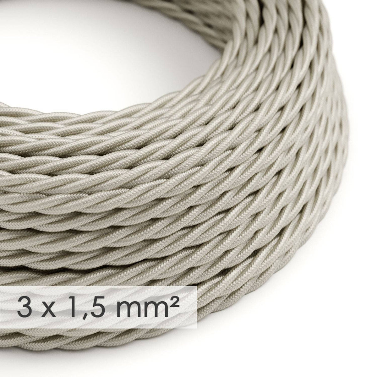 Textilní spirálový elektrický kabel 3x1,5 mm - slonovinový, průměr 9 mm
