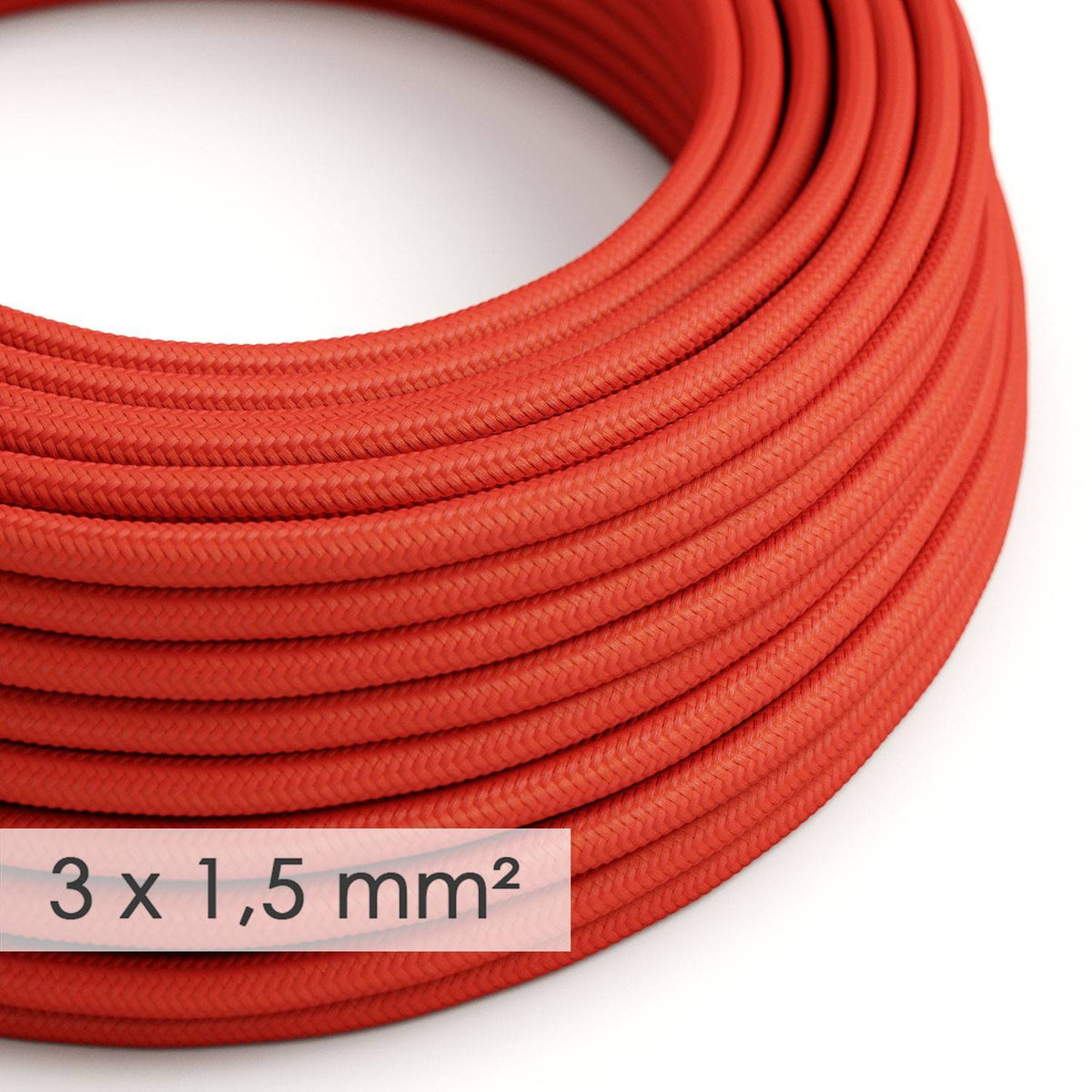 Textilní elektrický kabel 3x1,5 mm - červený Rayon RM09 s průměrem 8,5 mm