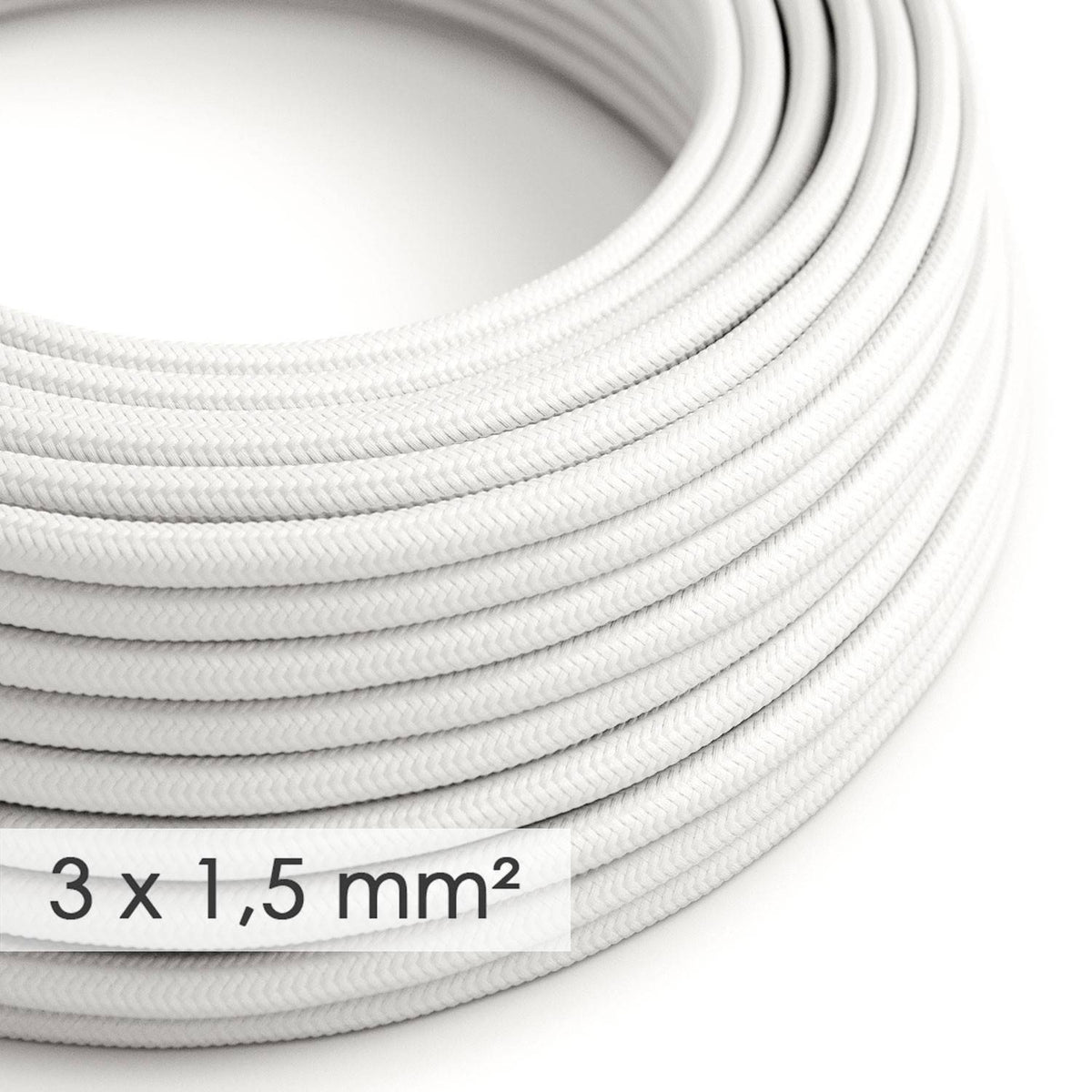 Textilní elektrický kabel 3x1,5 mm s průměrem 8,5 mm - Rayon RM01 bílý