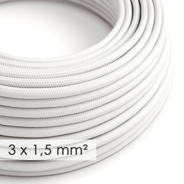 Textilní elektrický kabel 3x1,5 mm s průměrem 8,5 mm - Rayon RM01 bílý