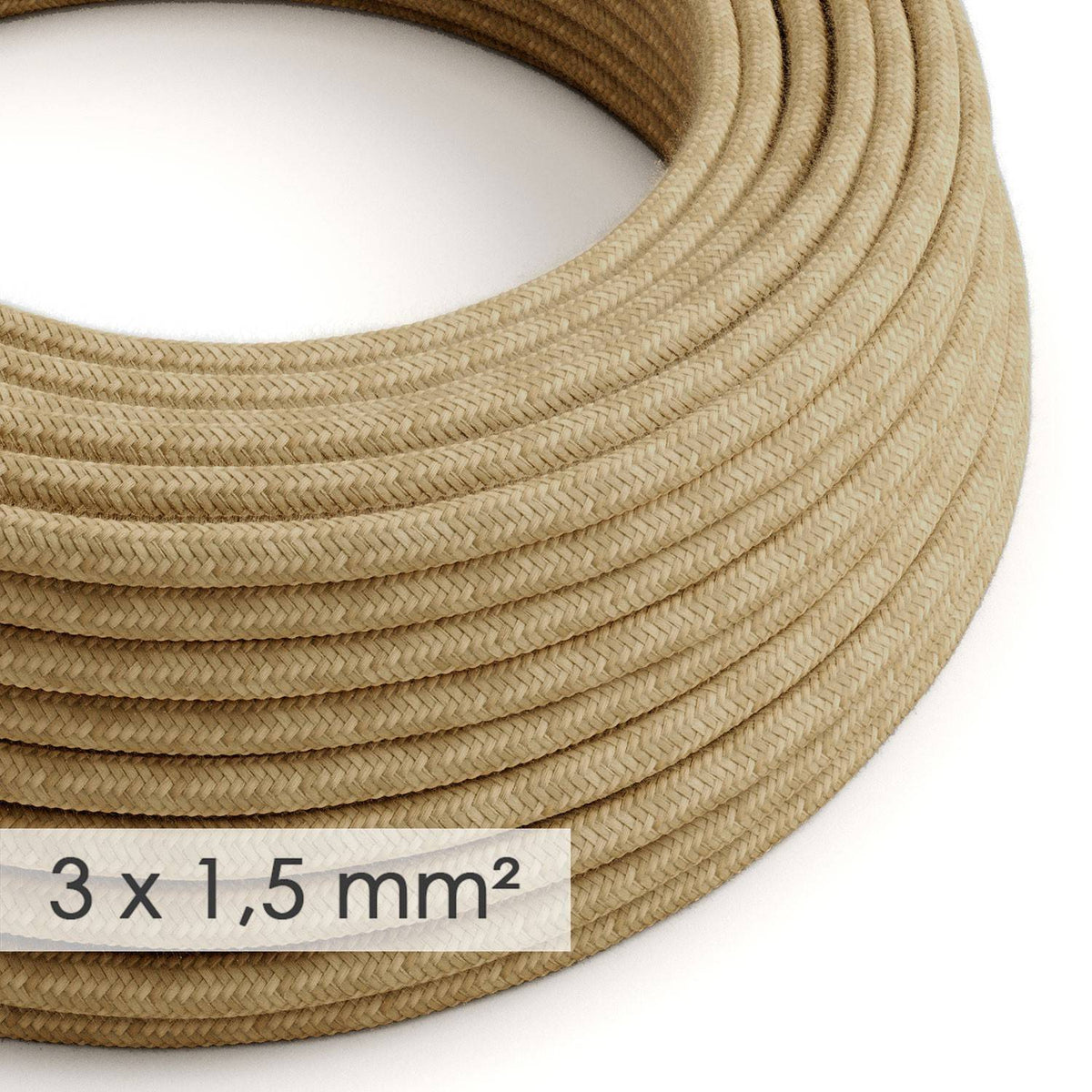 Textilní elektrický kabel 3x1,5 mm s jutovým potahem, průměr 8,5 mm