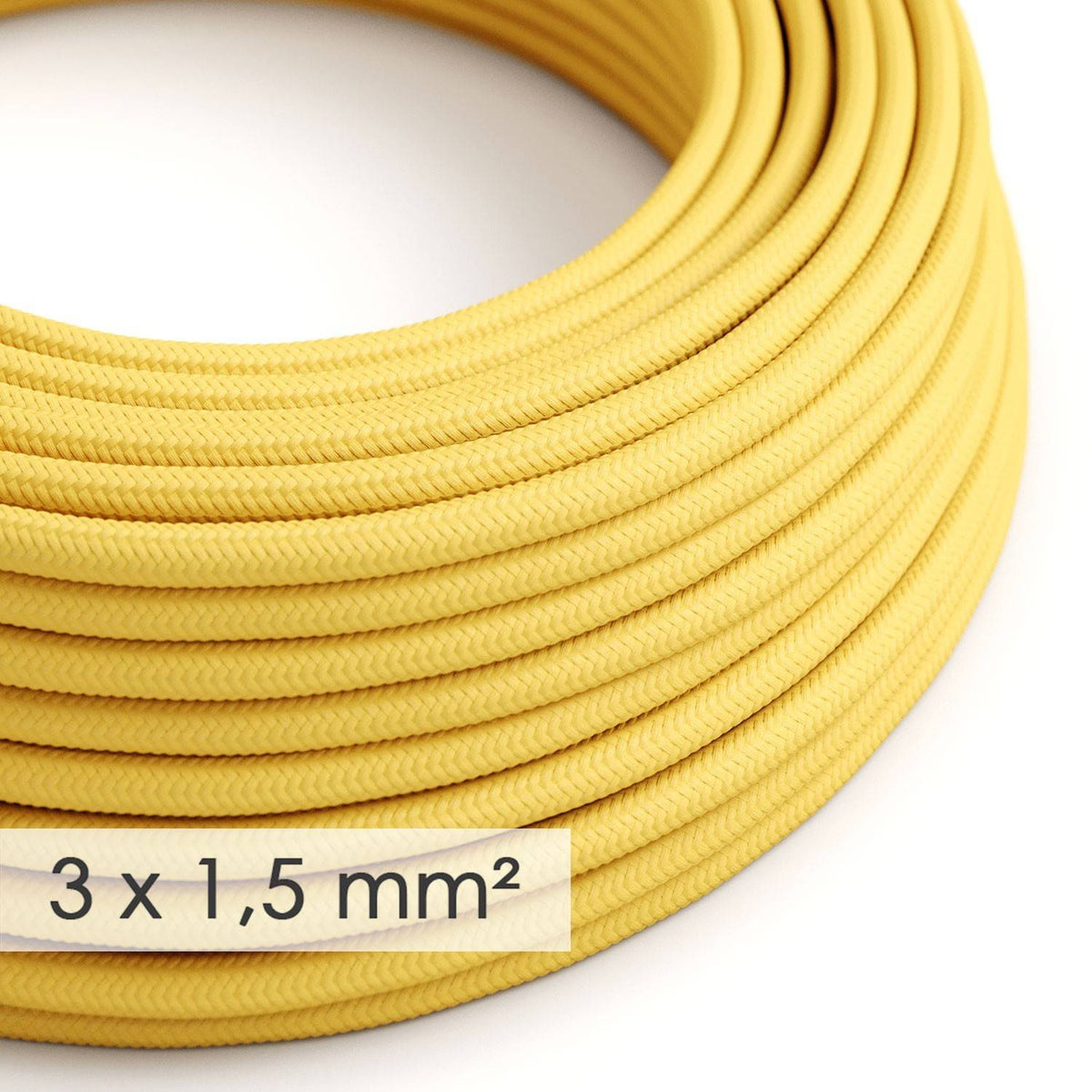 Textilní elektrický kabel 3x1,5 mm - Rayon RM10, žlutý, průměr 8,5 mm