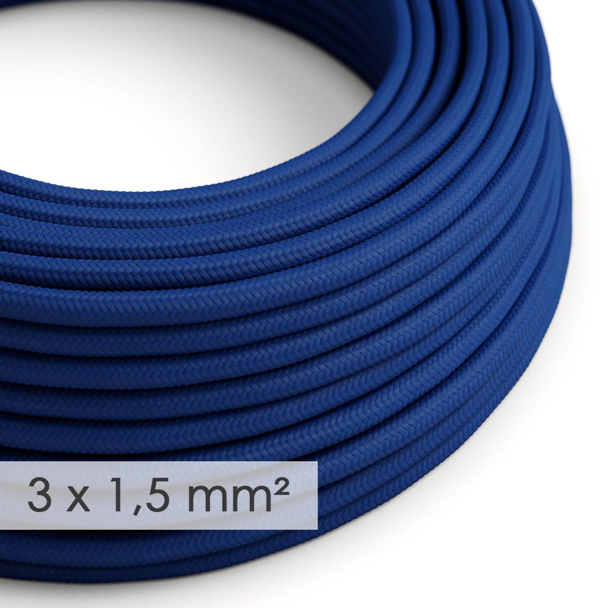 Textilní elektrický kabel 3x1,5 mm s průměrem 8,5 mm - modrý Rayon RM12