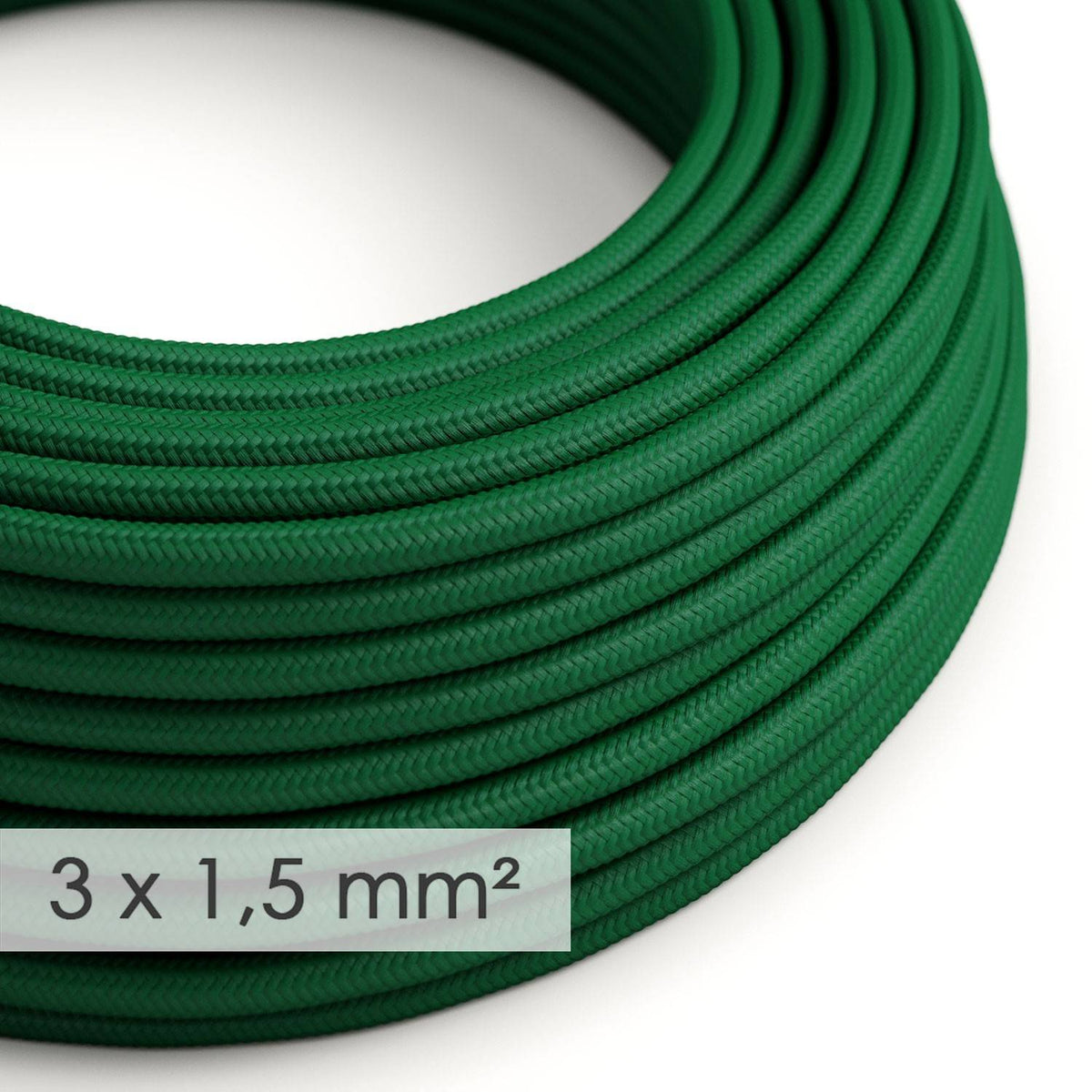 Textilní elektrický kabel 3x1,5mm² s průměrem 8,5mm - Rayon RM21 zelený