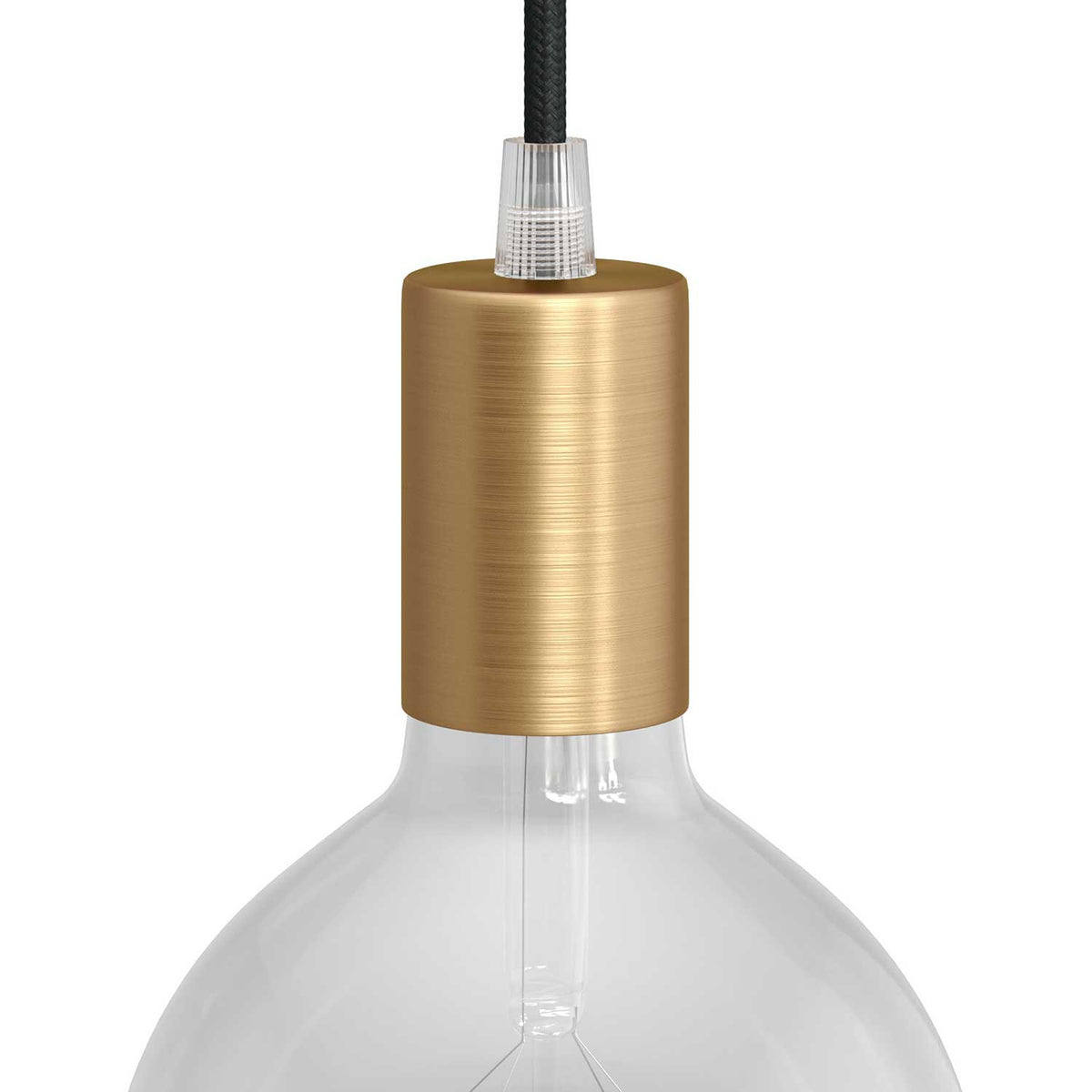 Válcová kovová objímka E27 s průměrem 42 mm a délkou 62 mm v sadě