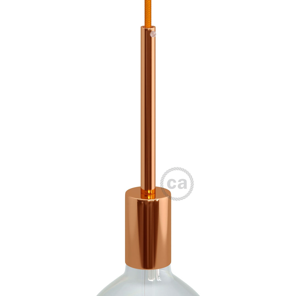 Válcová kovová objímka E27 s 15cm kabelovou průchodkou, průměr 42 mm