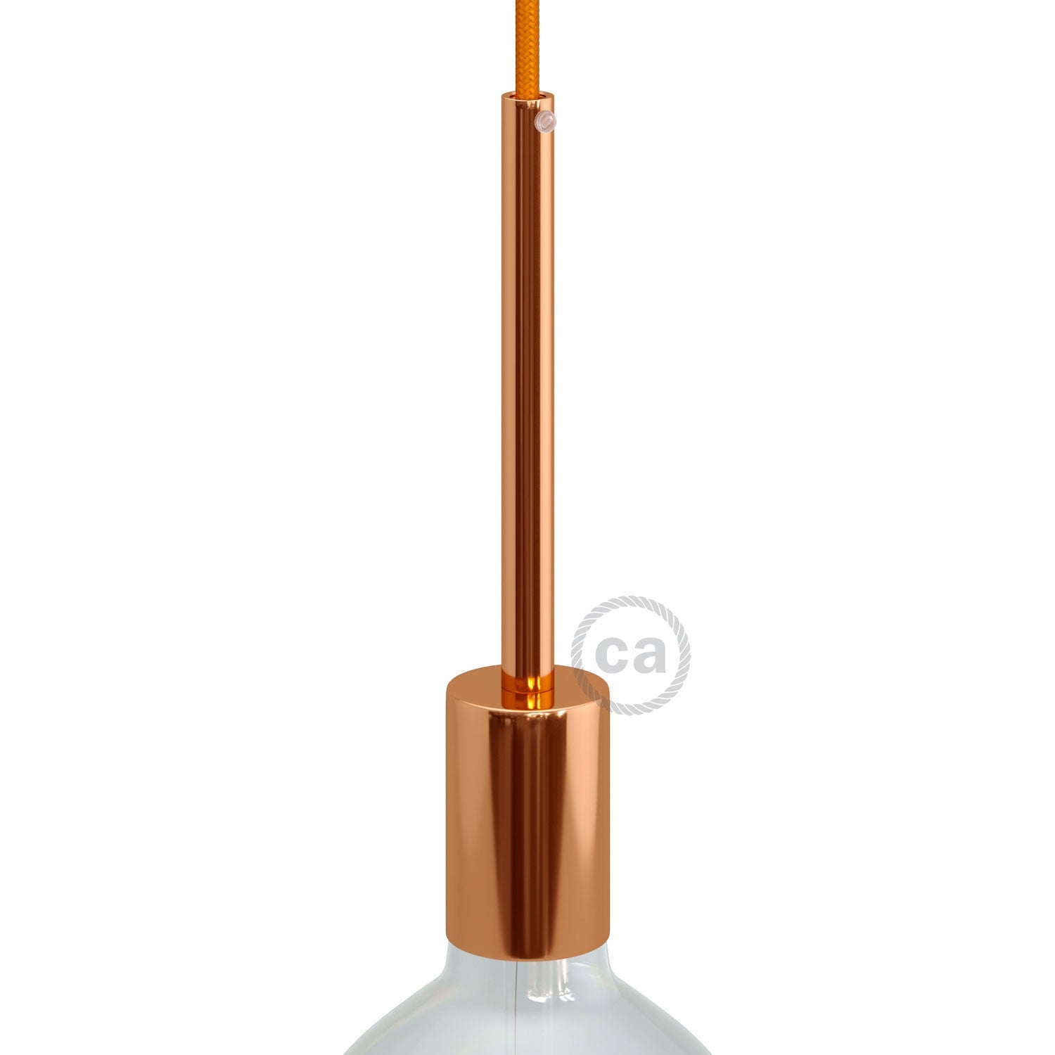 Válcová kovová objímka E27 s 15cm kabelovou průchodkou, průměr 42 mm