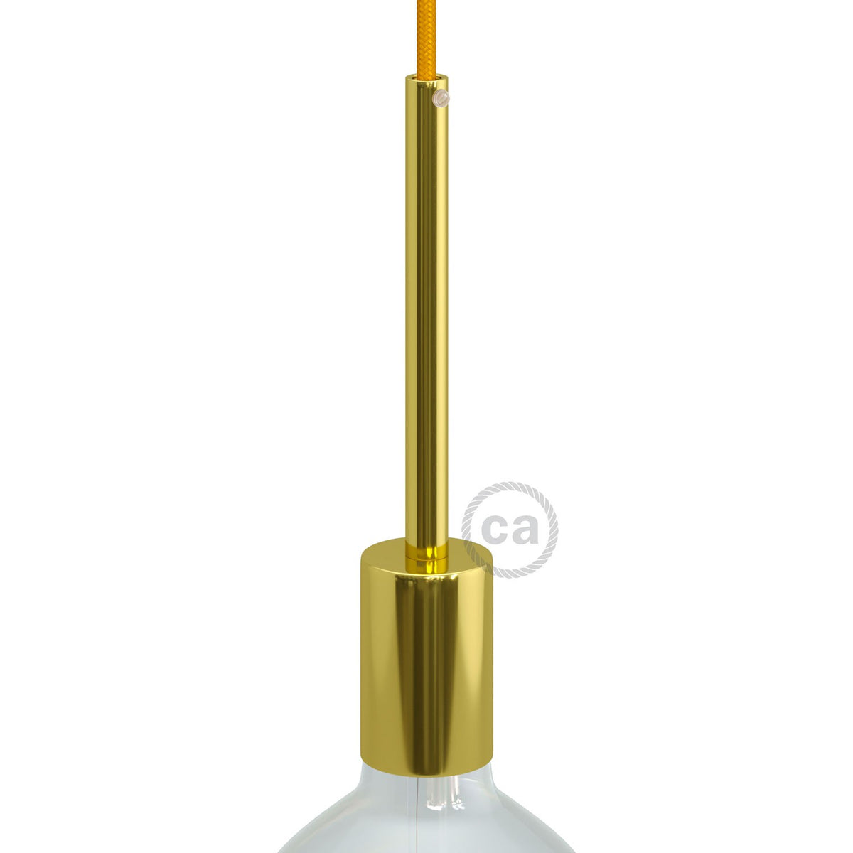 Válcová kovová objímka E27 s 15cm kabelovou průchodkou, průměr 42 mm