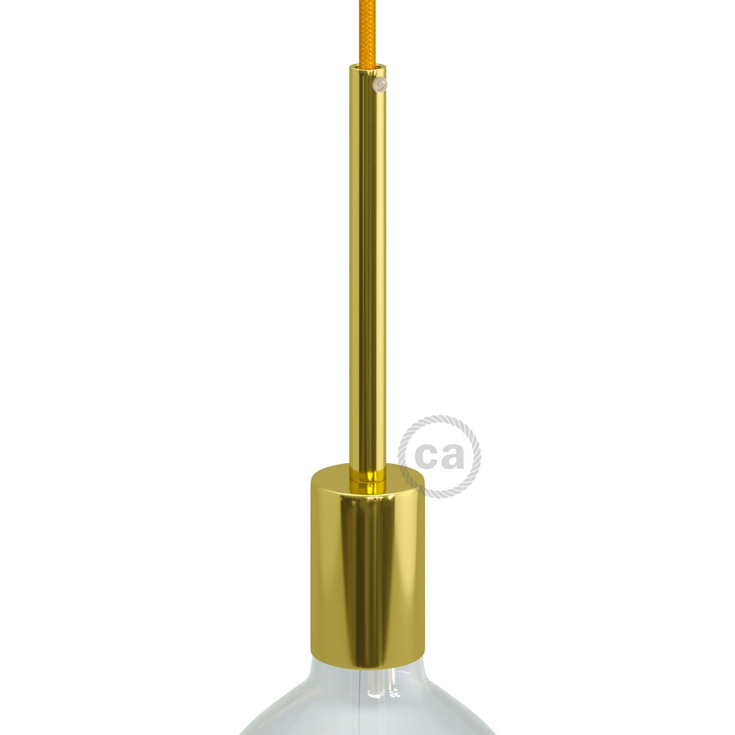 Válcová kovová objímka E27 s 15cm kabelovou průchodkou, průměr 42 mm