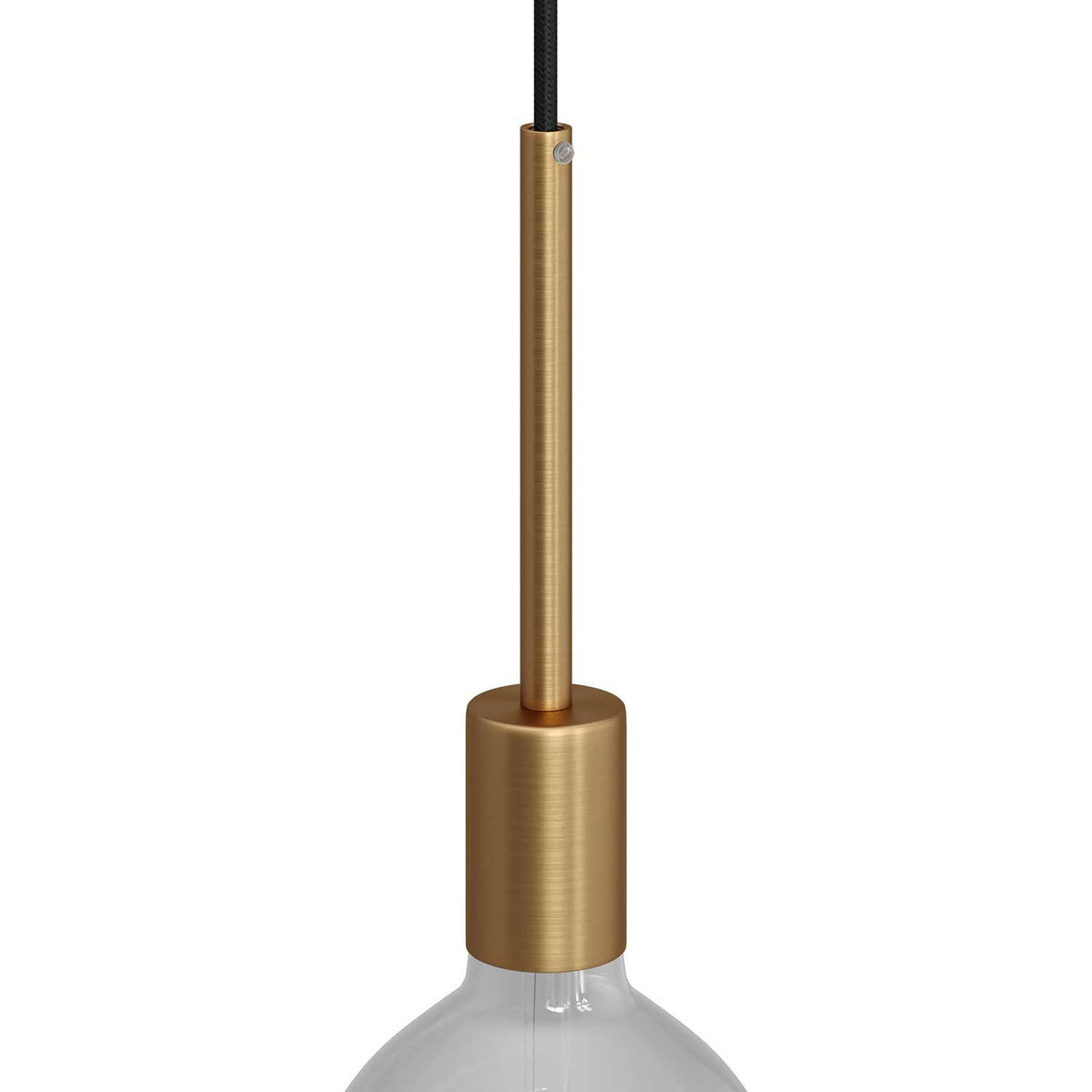 Válcová kovová objímka E27 s 15cm kabelovou průchodkou, průměr 42 mm