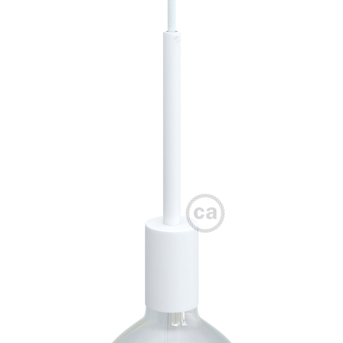 Válcová kovová objímka E27 s 15cm kabelovou průchodkou, průměr 42 mm