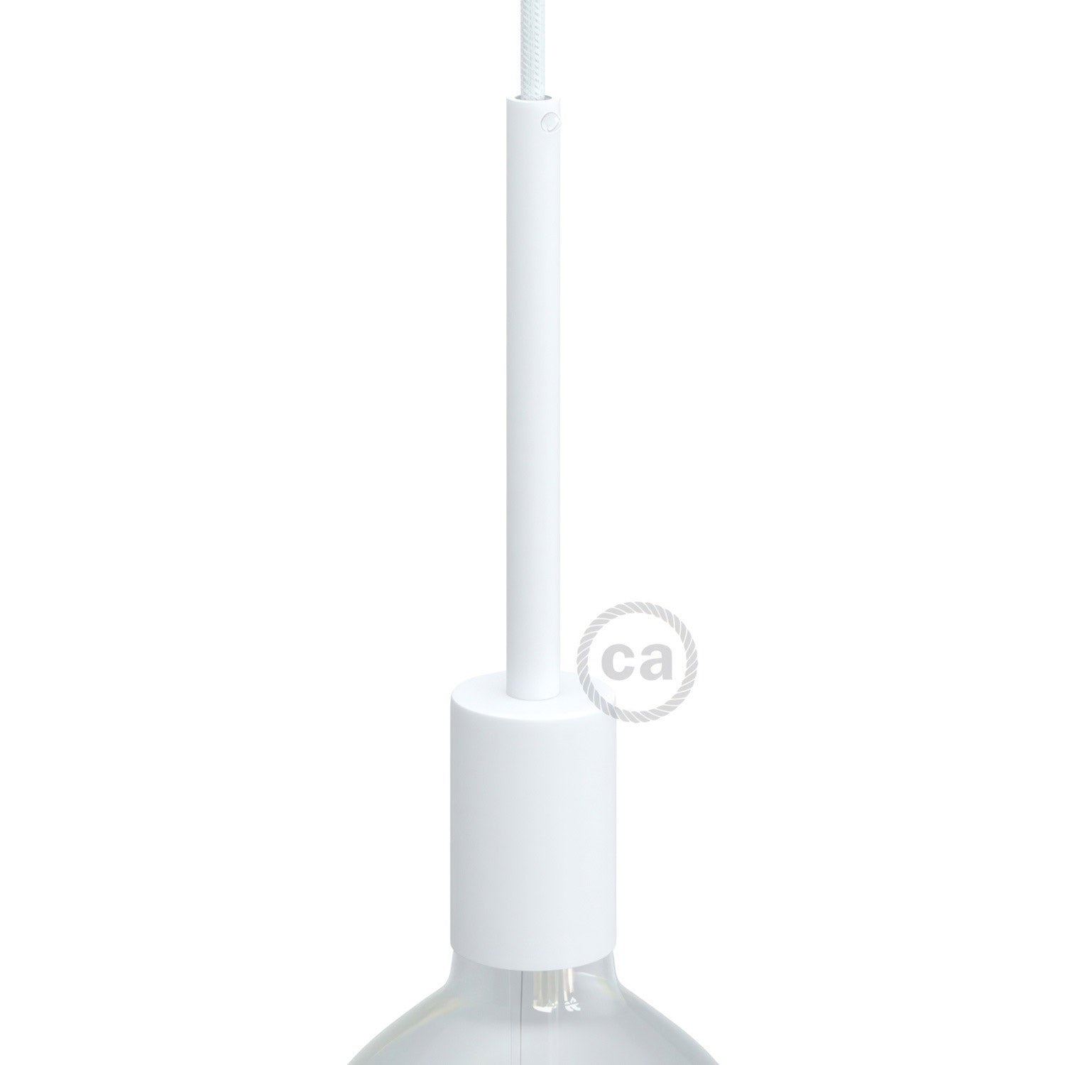Válcová kovová objímka E27 s 15cm kabelovou průchodkou, průměr 42 mm