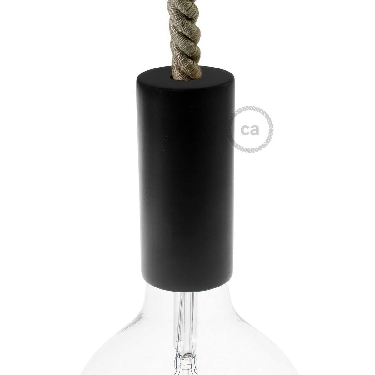 Dřevěná objímka E27 s rozměry 110 mm x 50 mm pro XL lanový kabel